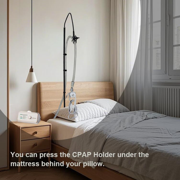 Adjustable CPAP Hose Holder & Lift - Tangle-Free Tube Support with Mask Hook, Fits Any Bedside Space