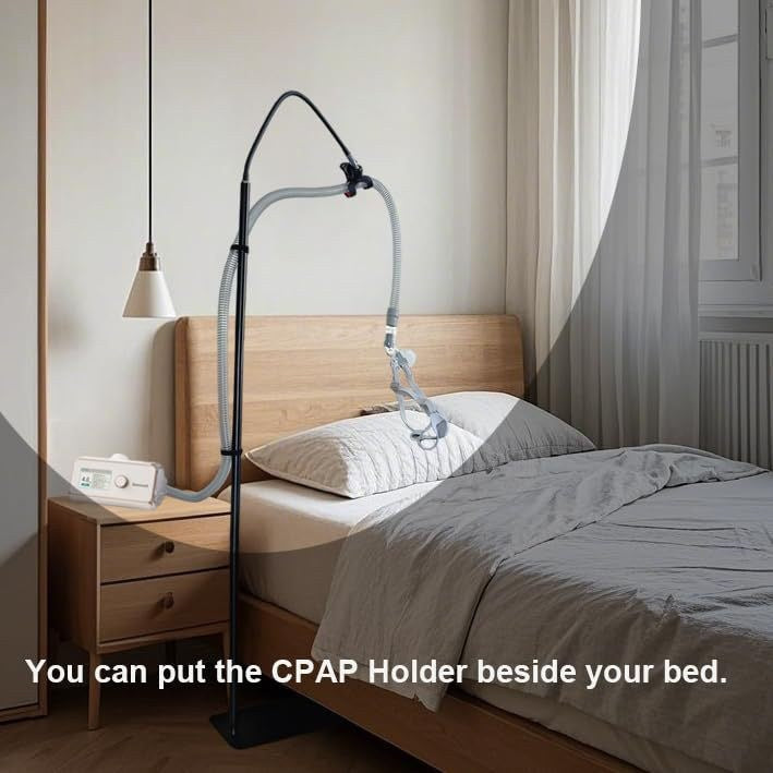 Adjustable CPAP Hose Holder & Lift - Tangle-Free Tube Support with Mask Hook, Fits Any Bedside Space