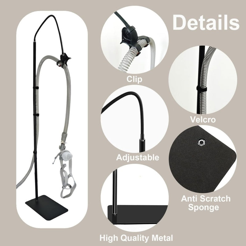 Adjustable CPAP Hose Holder & Lift - Tangle-Free Tube Support with Mask Hook, Fits Any Bedside Space