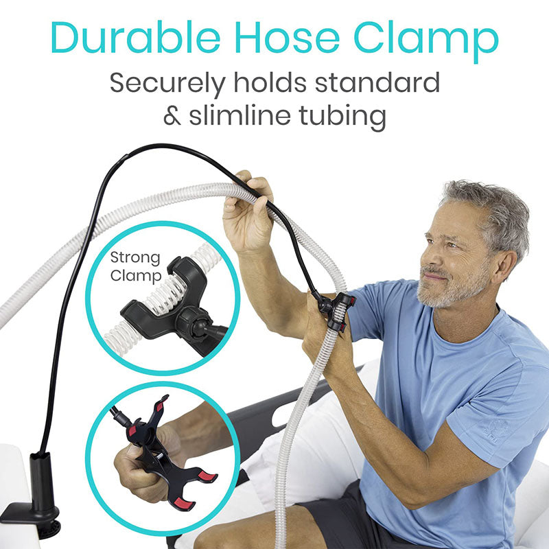 Adjustable CPAP Hose Holder for Bed – Anti-Tangle CPAP Hose Lift & Mask Hanger with Clamp